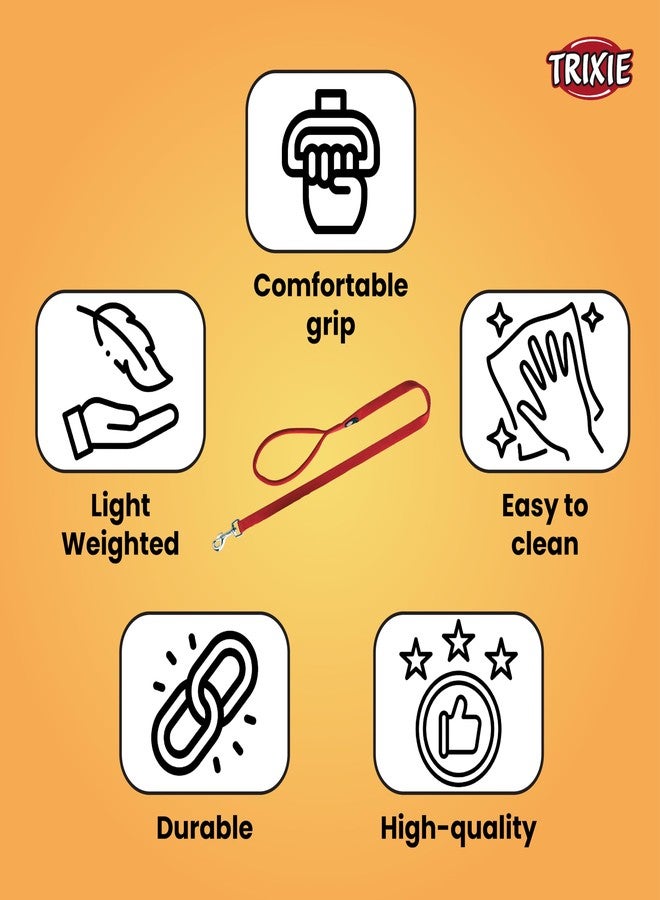 Trixie: - Classic Lead, Nylon Adjustable Dog Lead with Stainless Steel Hooks, Made, Padded Loop Gives a Comfortable Grip - (3.30 ft./20 mm, M-L) Red - Image 2